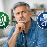 Investisseur expérimenté en pleine réflexion avec icônes PEA et CT0 bourse
